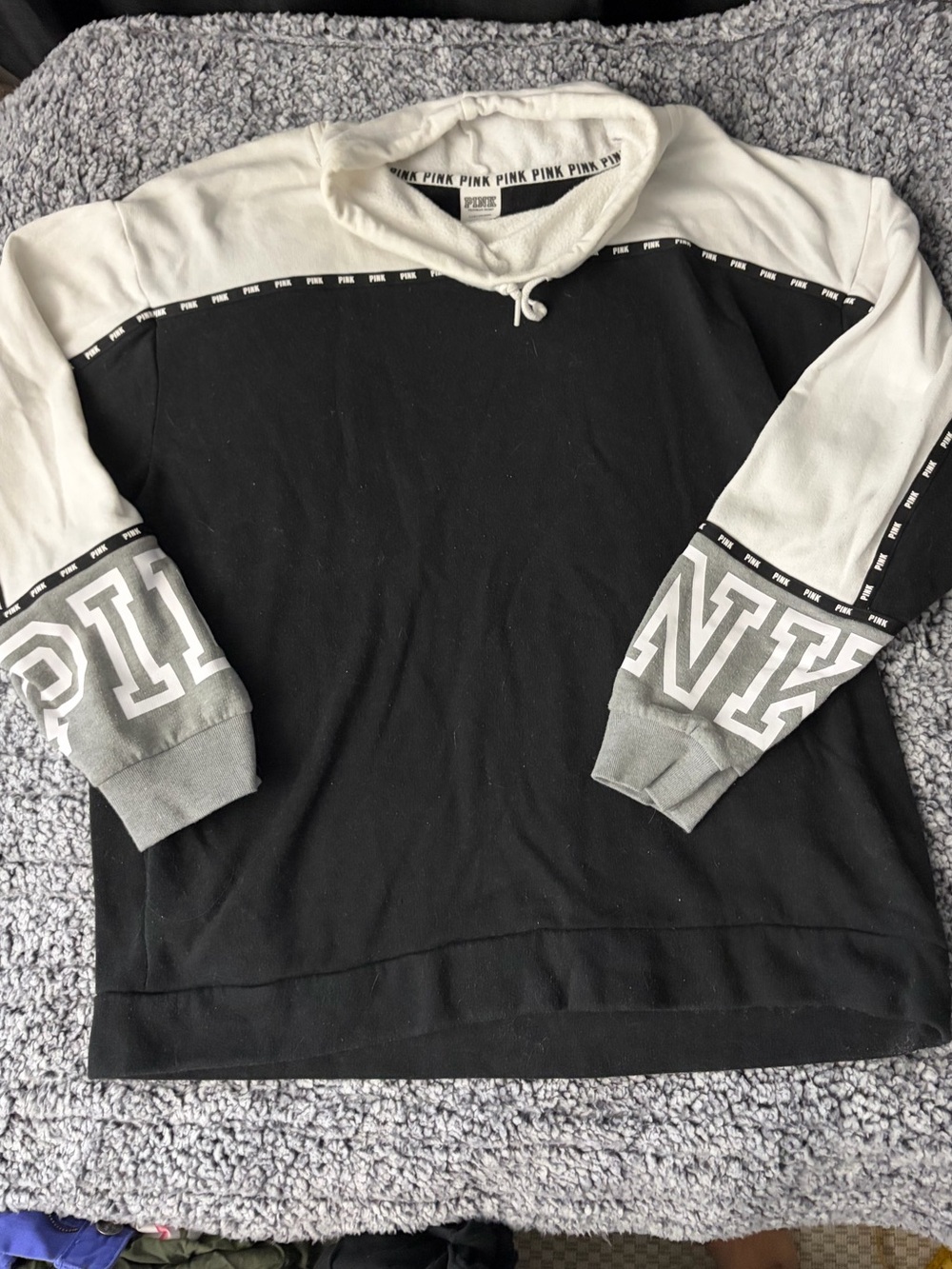 PINK Victoria's Secret Black and White Hoodie